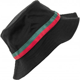 Flexfit Stripe Bucket Hat in black/fire red/green