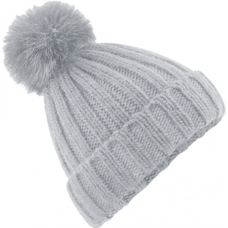 Beechfield Verbier Faux Fur Pop Pom Chunky Beanie Mütze Kopfbedeckung