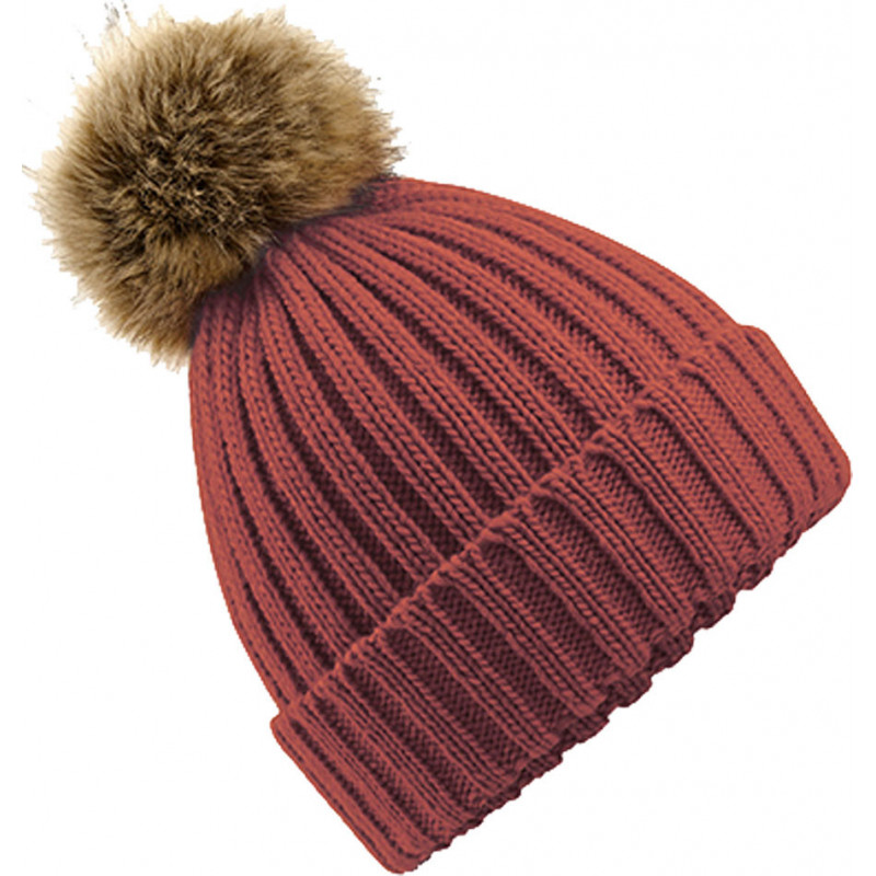 Beechfield Faux Fur Pop Pom Chunky Beanie Mütze Kopfbedeckung
