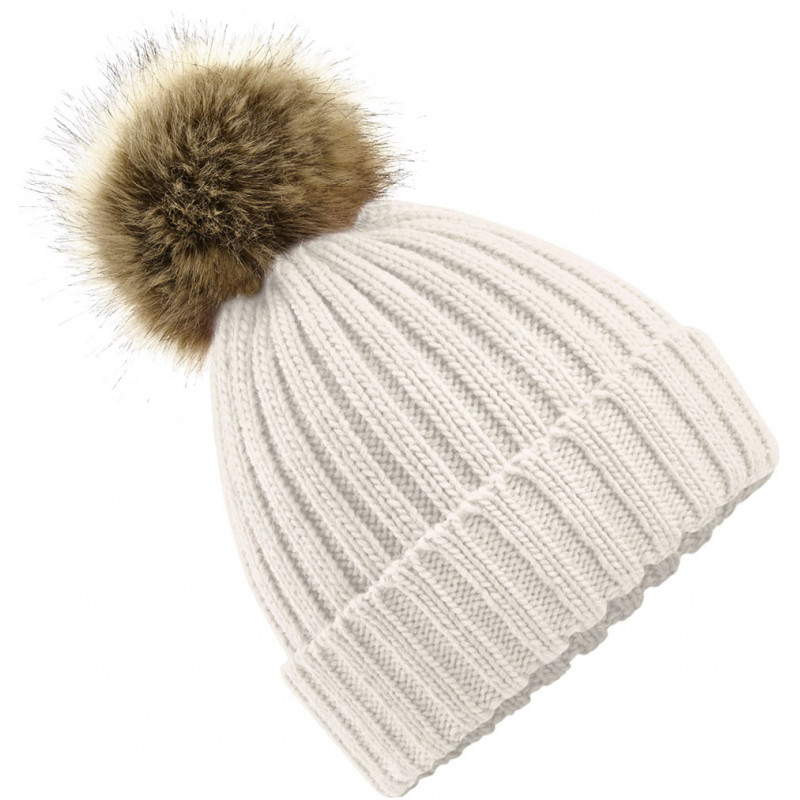 Beechfield Faux Fur Pop Pom Chunky Beanie Mütze Kopfbedeckung