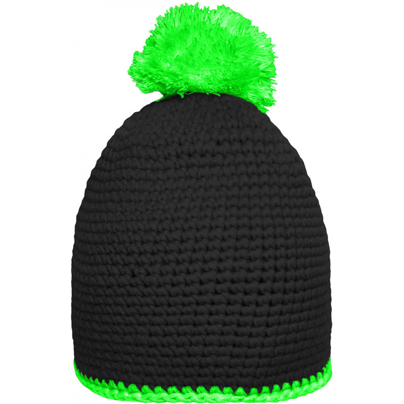 Myrtle Beach Pompon Hat With Contrast Stripe Beanie Strickmütze Wintermütze Kopfbedeckung