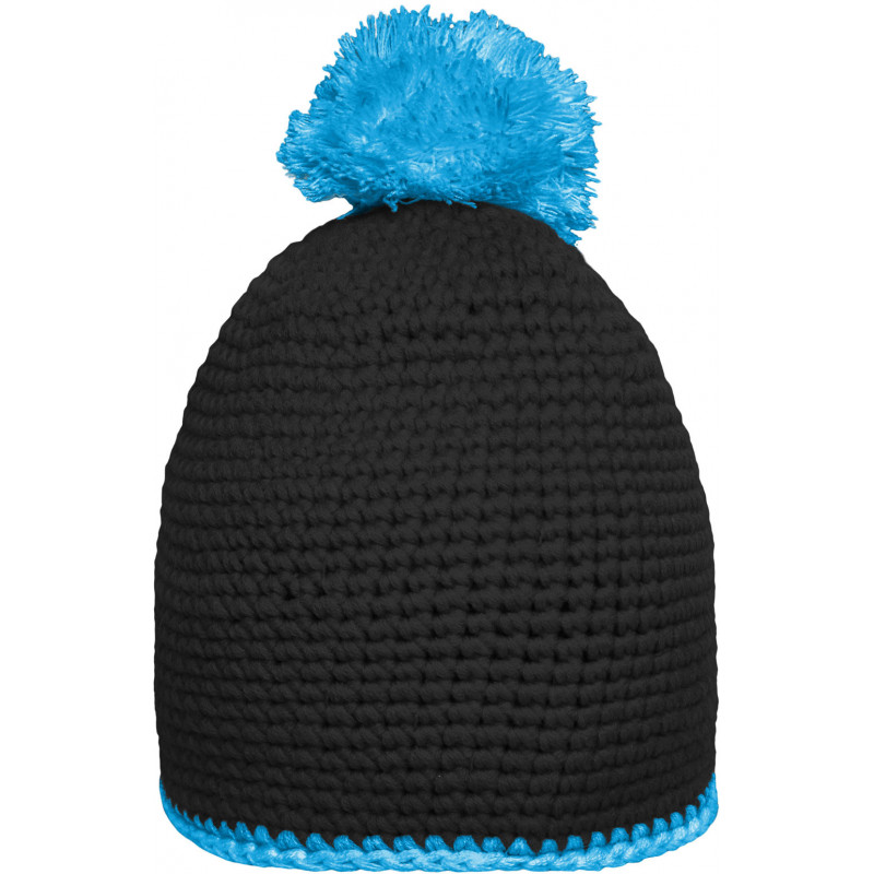 Myrtle Beach Pompon Hat With Contrast Stripe Beanie Strickmütze Wintermütze Kopfbedeckung