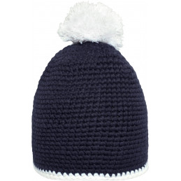 Myrtle Beach Pompon Hat With Contrast Stripe Beanie Strickmütze Wintermütze Kopfbedeckung