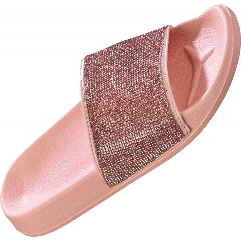 Beco Badeslipper mit straßbesetzter Bandage. Weiches Fußbett für Damen Paar