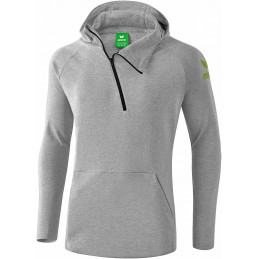 Erima Essential Kaputzensweat in hellgrau melange/twist of lime