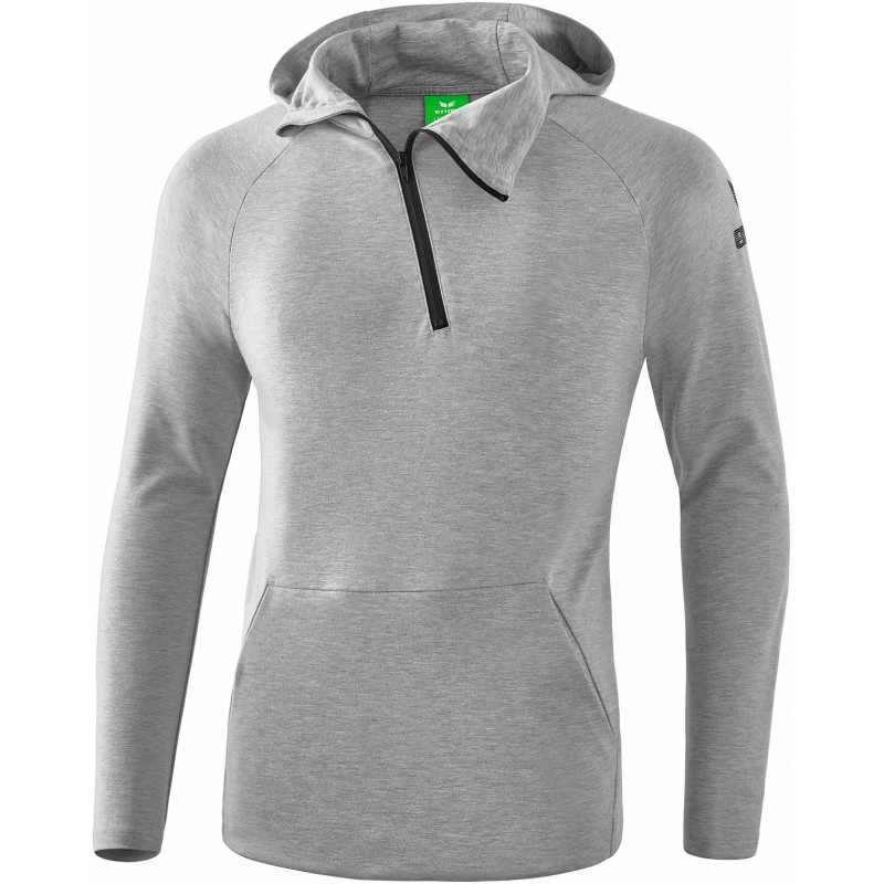 Erima Essential junior Kapuzensweat in hellgrau melange/twist of lime