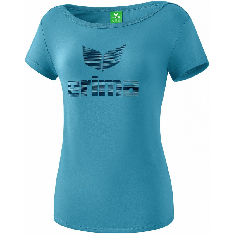 Erima Essential Damen T-Shirt in hellgrau melange/twist of lime