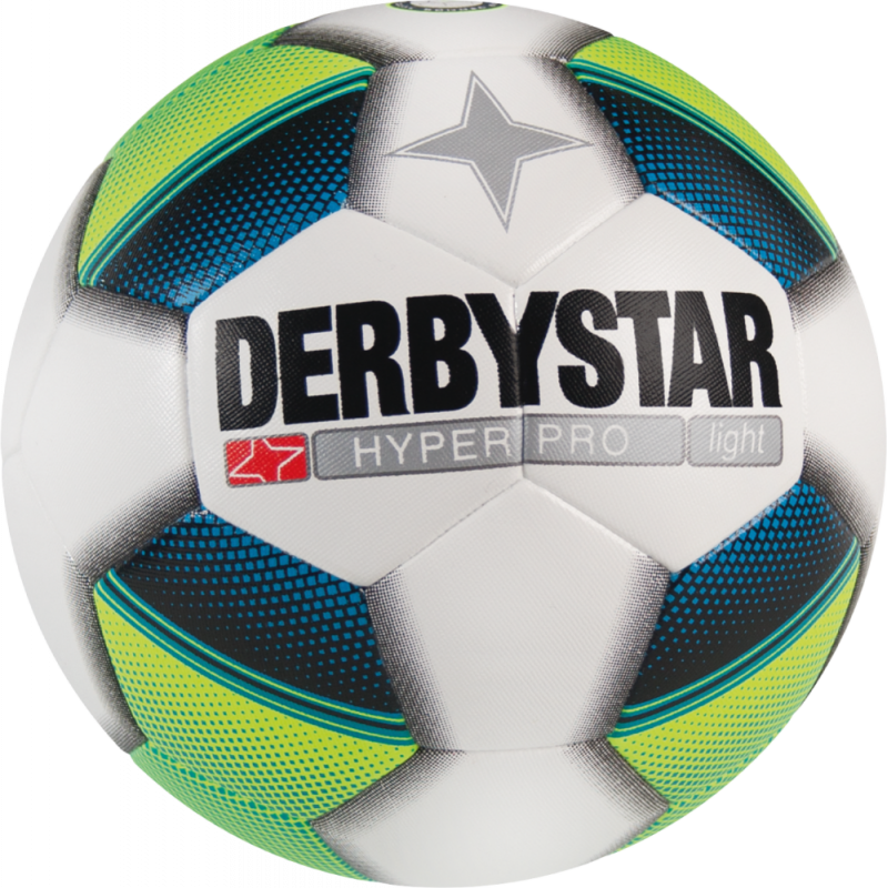 Derbystar Hyper Pro Light Jugend Trainingsfussball in weiß/gelb/blau