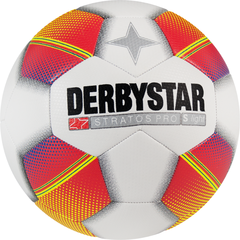 Derbystar Stratos Pro S-Light Jugend-Trainingsfussball in weiß/rot/gelb