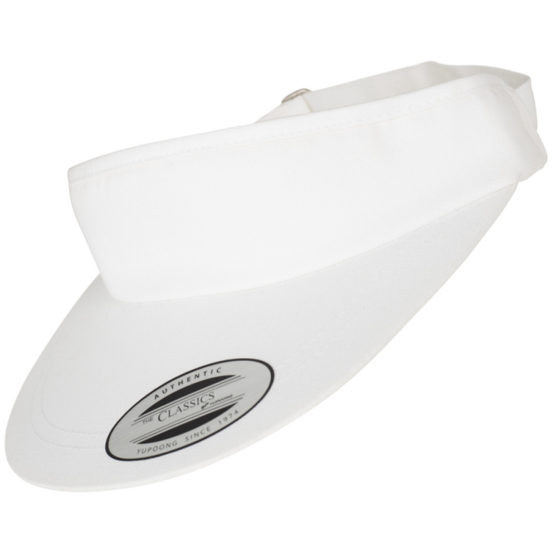 FlexFit Flat Round Visor Cap in white