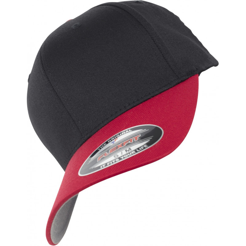 Flexfit Wooly Combed 2-Tone Kappe in black/red